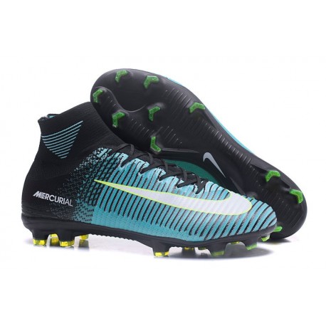 Crampons de Foot Nouveau 2017 Nike Mercurial Superfly 5 FG ACC Noir Blanc Bleu