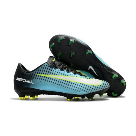 Nike Mercurial Vapor XI FG ACC Crampon Homme Bleu Noir Vert Blanc