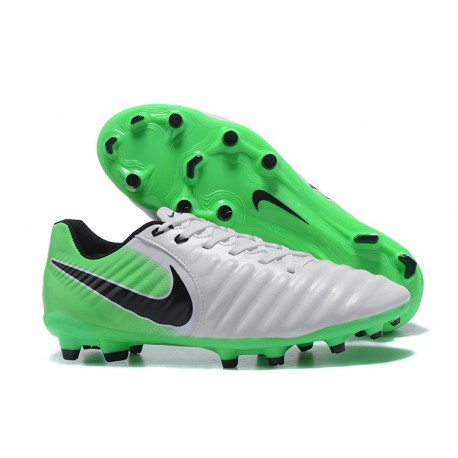 Nouvelle chaussure de foot Nike Tiempo Legend 7 FG Blanc Vert Noir