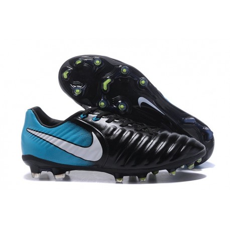 Nouvelle chaussure de foot Nike Tiempo Legend 7 FG Noir Blanc Bleu