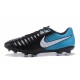 Nouvelle chaussure de foot Nike Tiempo Legend 7 FG Noir Blanc Bleu