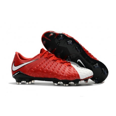 Nouvelles Crampons de Football Nike Hypervenom Phantom III FG Rouge Blanc Noir