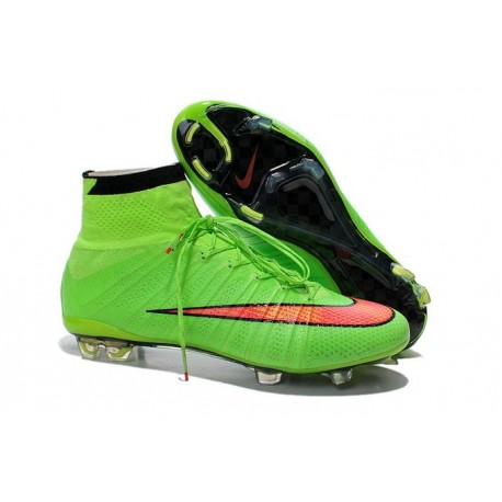 Nouveau Chaussures de Football Nike Mercurial Superfly IV FG Vert Orange