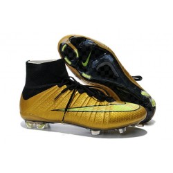 Nouveau Chaussures de Football Nike Mercurial Superfly 4 FG Or Volt Noir