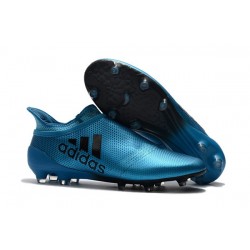 Nouvelle Crampons de Football adidas X 17+ Purespeed FG Bleu Noir