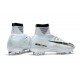 Crampons de Foot Nouveau 2017 Nike Mercurial Superfly 5 FG ACC CR7 Blanc Teinte Bleu