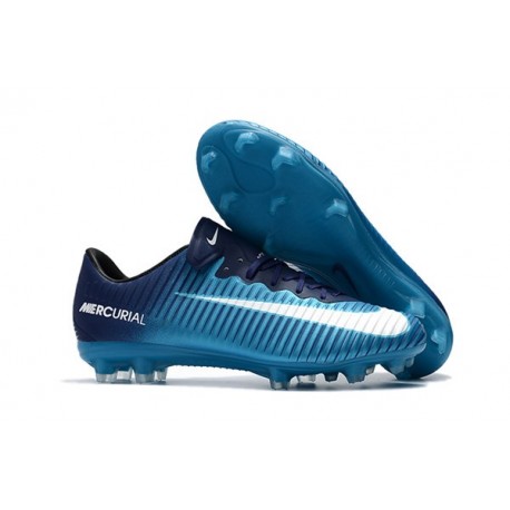 Nike Mercurial Vapor XI FG ACC Crampon Homme Bleu Blanc