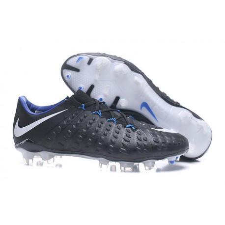 Nouvelles Crampons de Football Nike Hypervenom Phantom III FG Noir Blanc Bleu