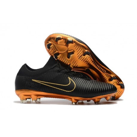 Crampons Pour Hommes - Nike Mercurial Vapor Flyknit Ultra FG Or Noir