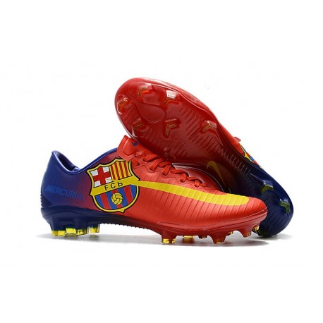 Nike Mercurial Vapor XI FG ACC Crampon Homme Barcelona Rouge Bleu Jaune