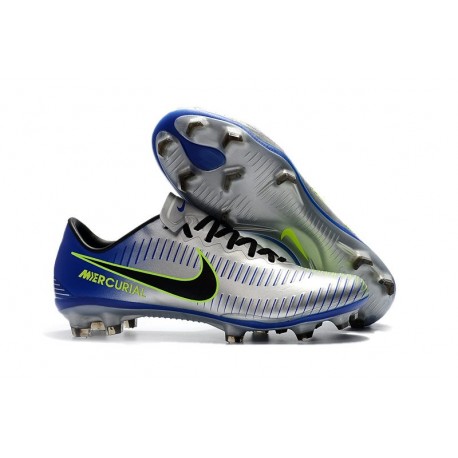 Nike Mercurial Vapor XI FG ACC Crampon Homme Argent Bleu