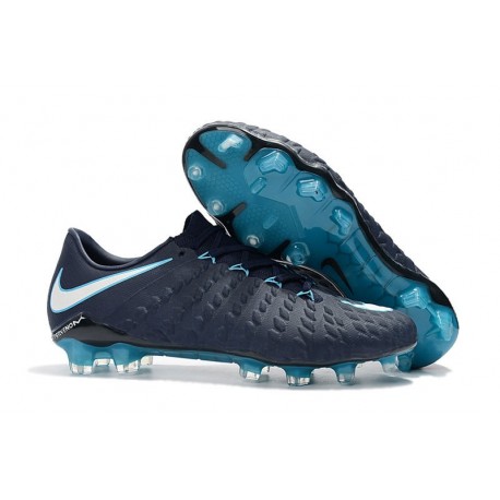 Nouvelles Crampons de Football Nike Hypervenom Phantom III FG Bleu Blanc