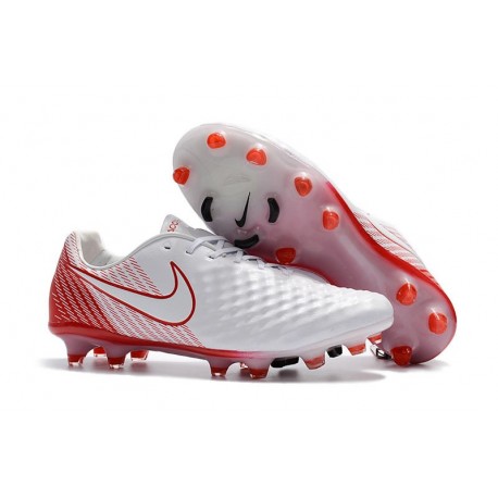 Nouveau Crampons Foot Nike Magista Opus II FG Chaussures Blanc Rouge