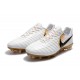 Nouveau Crampons foot Nike Tiempo Legend VII FG Blanc Or Noir