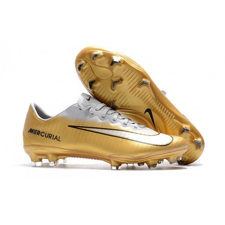 Nike Mercurial Vapor XI FG ACC Crampon Homme Or Blanc