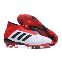 Chaussures adidas - Crampons Foot Adidas Predator 18+ FG Blanc Noir Rouge