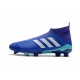 Chaussures adidas - Crampons Foot Adidas Predator 18+ FG Bleu Blanc