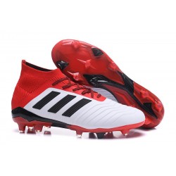 adidas Predator 18.1 FG - Chaussures de Football Adidas Blanc Noir Rouge