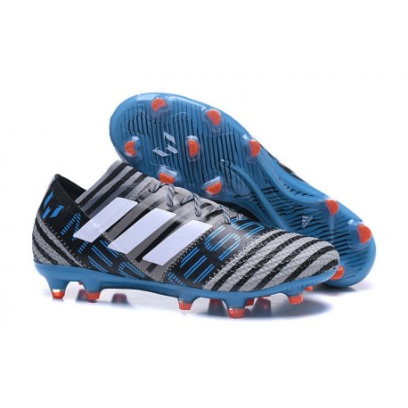 Chaussures Foot adidas - Adidas Nemeziz Messi 17.1 FG Gris Noir Bleu