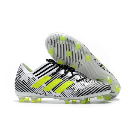 Chaussures Foot adidas - Adidas Nemeziz Messi 17.1 FG Blanc Jaune Noir