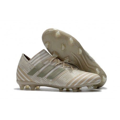 Chaussures Foot adidas - Adidas Nemeziz Messi 17.1 FG Blanc Or