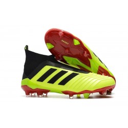 Chaussures adidas - Crampons Foot Adidas Predator 18+ FG Volt Noir Rouge