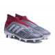 Chaussures adidas - Crampons Foot Adidas Predator 18+ FG Pogba Gris Rouge