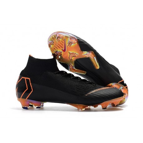 Nouvelles Chaussures de football Nike Mercurial Superfly VI 360 Elite FG Noir Orange Total Blanc
