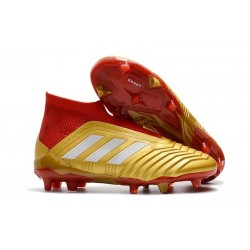 Chaussures adidas - Crampons Foot Adidas Predator 18+ FG Or Rouge Blanc