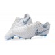 Nouveau Crampons foot Nike Tiempo Legend VII Elite FG Blanc Gris Métallique Bleu Héros