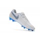 Nouveau Crampons foot Nike Tiempo Legend VII Elite FG Blanc Gris Métallique Bleu Héros