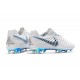 Nouveau Crampons foot Nike Tiempo Legend VII Elite FG Blanc Gris Métallique Bleu Héros