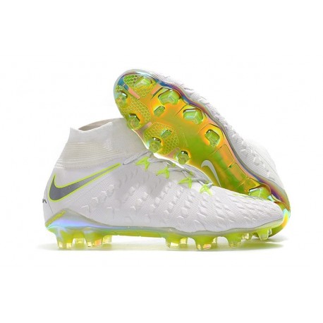 Crampon Foot Nouveaux Nike Hypervenom Phantom III DF Elite FG - Blanc Gris Métallique Volt