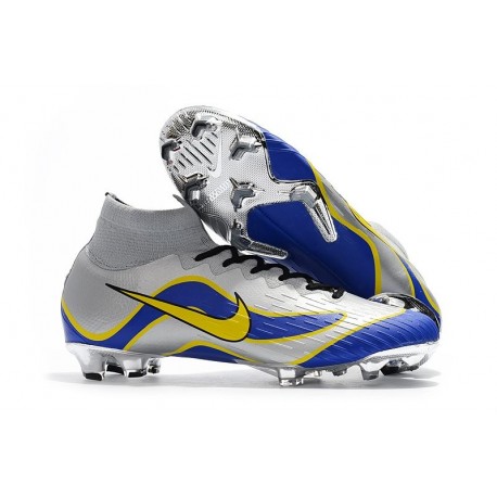 Nouvelles Chaussures de football Nike Mercurial Superfly VI 360 Elite FG Argent Bleu Jaune