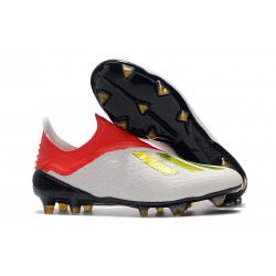 Hommes - Chaussures de Football Adidas X 18+ FG Or Blanc Rouge