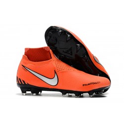 Nike Phantom Vision Elite DF FG - Chaussures de Football Rouge Noir Blanc